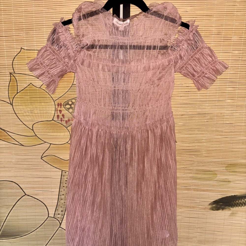 Pink Tulle Cold-Shoulder Mini Dress